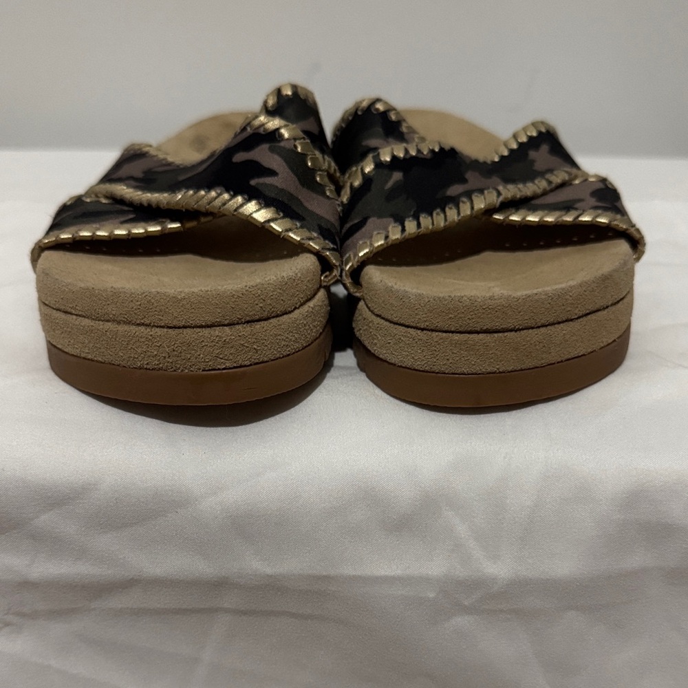 Jack Rogers Camouflage Sandals with Gold Trim - Picture 3 of 7